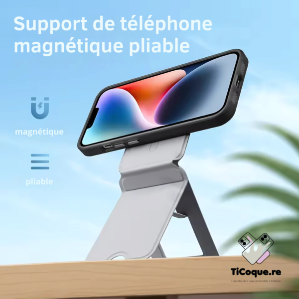 Support smartphone magnétique pliable